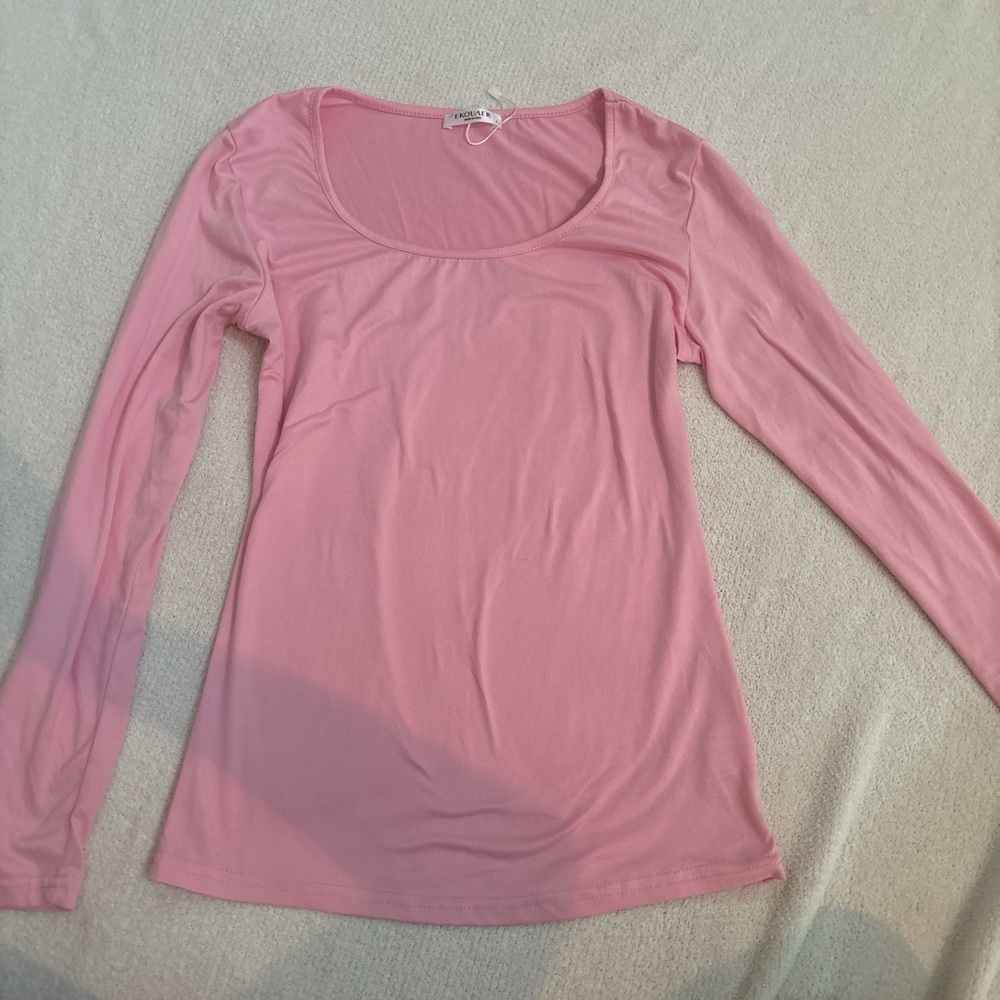 Amazon Pink Fitted Cuffed Sleeve Blouse